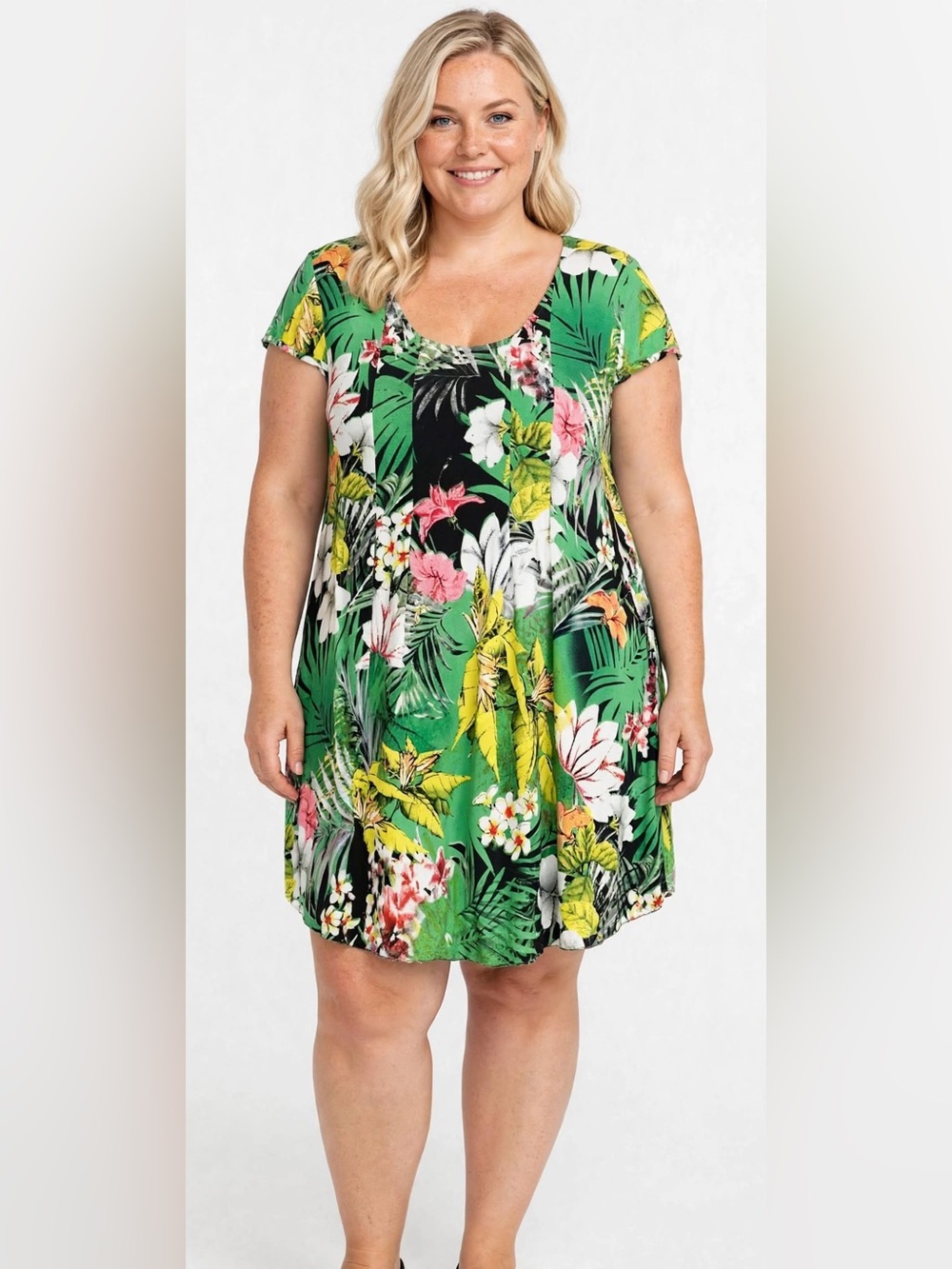 Tropical Floral Print Dress by Pineapple Cove SZ 1X